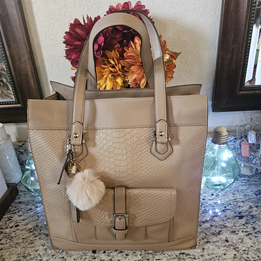 Coach Charlie Python Embossed Leather NWOT Never Used - Picture 1 of 12